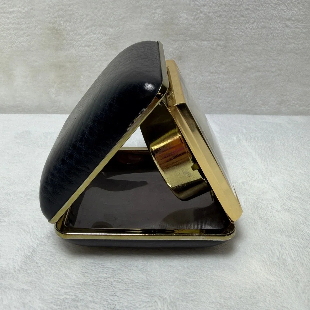 VTG Phinney-Walker Travel Alarm Clock Manual Wind Black Folding Case Japan MCM